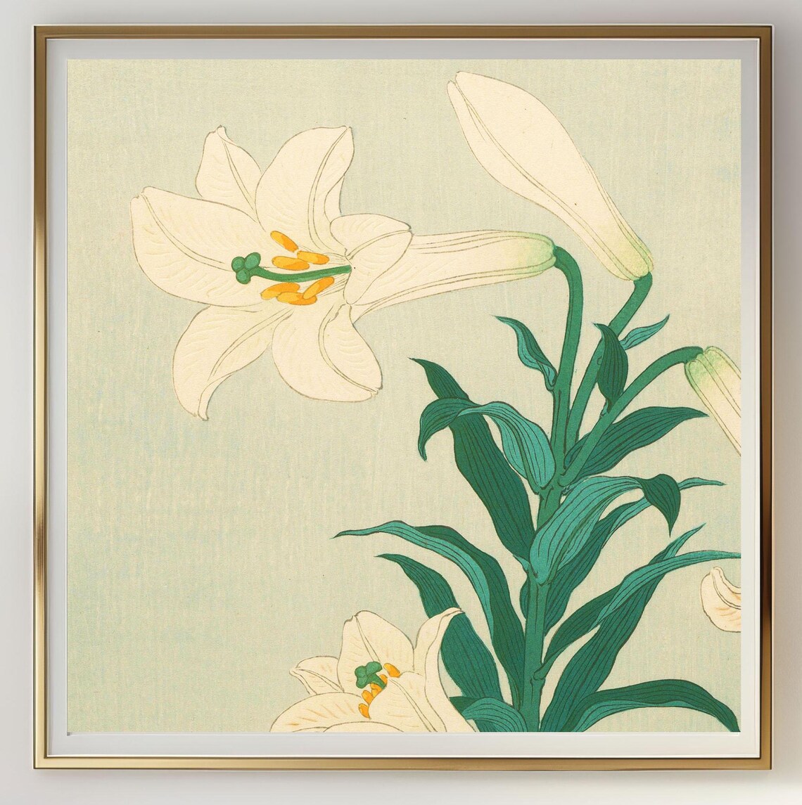 White Lilies Vintage Japanese Botanical Floral Elegant Wall Art Poster - Image 5