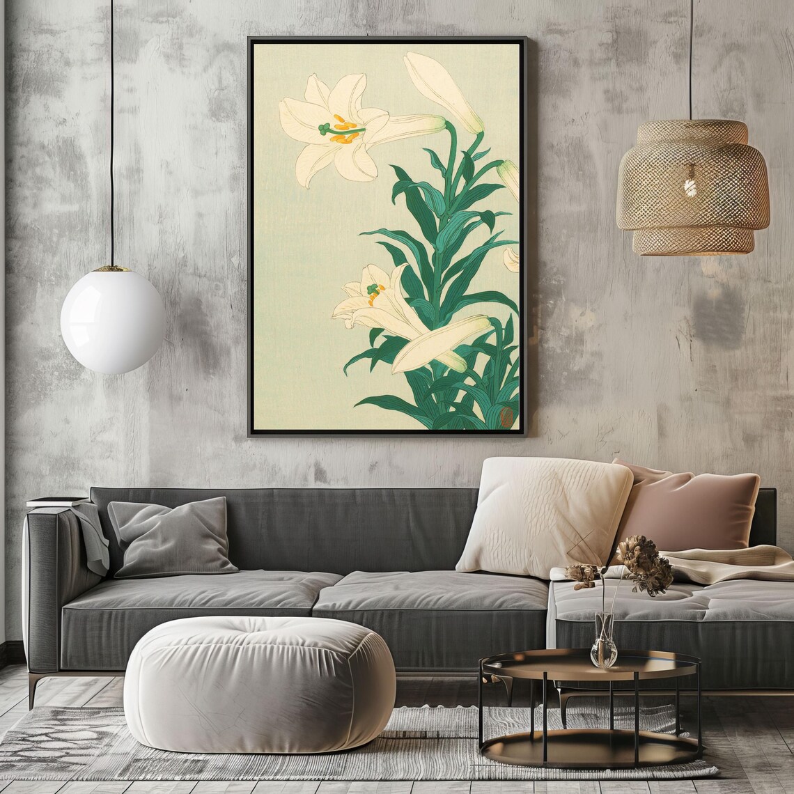 White Lilies Vintage Japanese Botanical Floral Elegant Wall Art Poster - Image 4