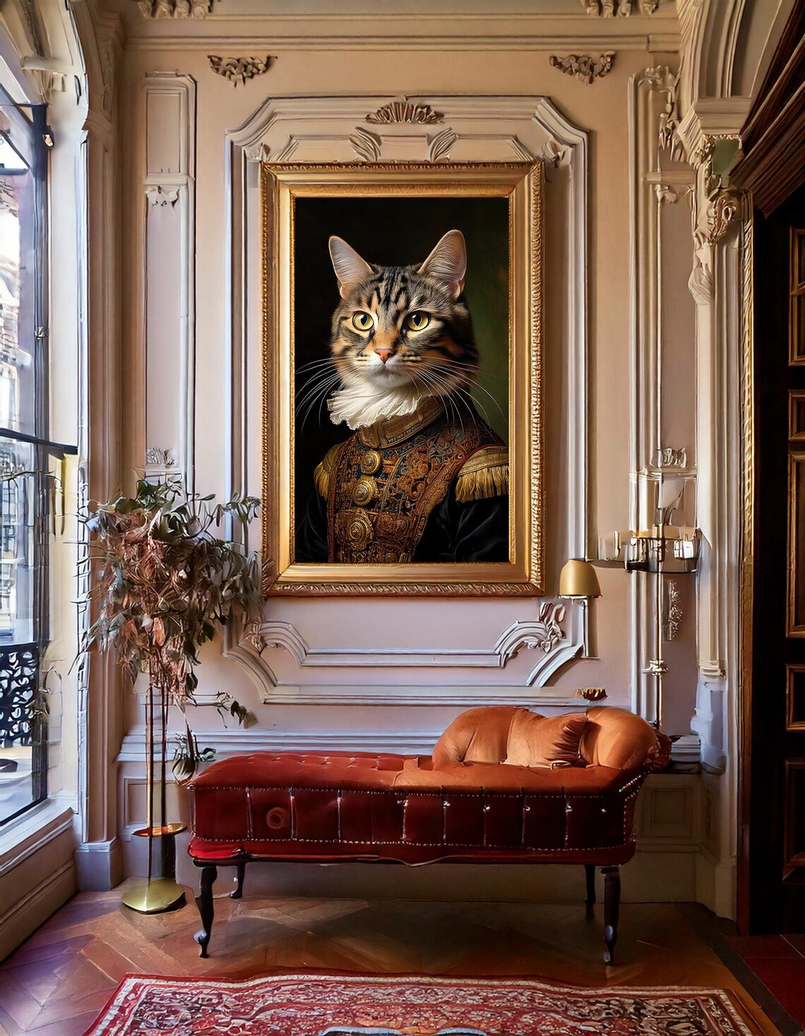 Victorian Cat Portrait Tabby Military Costume Regal Funny Cat Wall Art Poster - Image 6