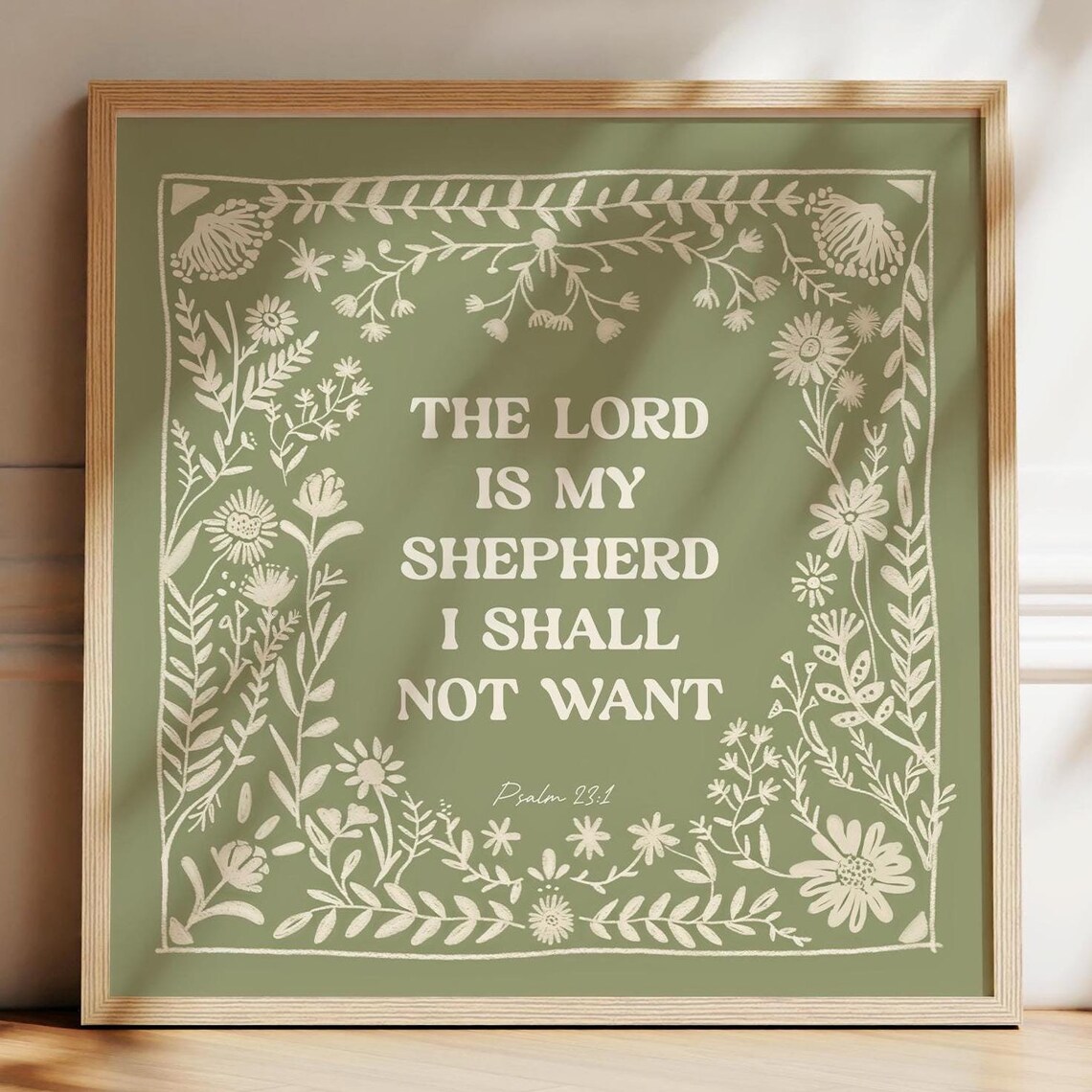 Psalm 23 Scripture Art Print, Christian Gift