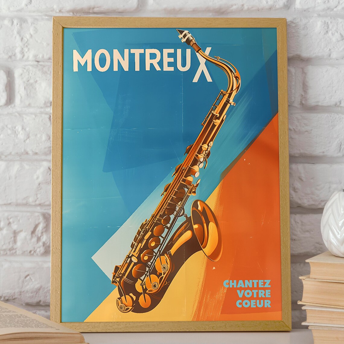 Saxophone Art Poster, Montreux Jazz Spirit Retro - Image 2