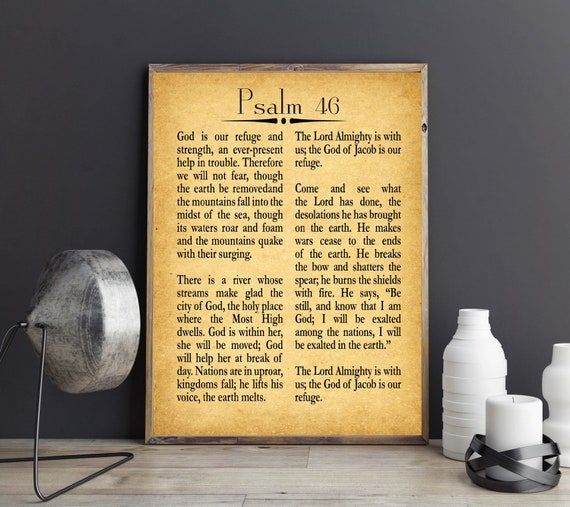 Psalm 46 Bible Verse Art Print, Christian Decor