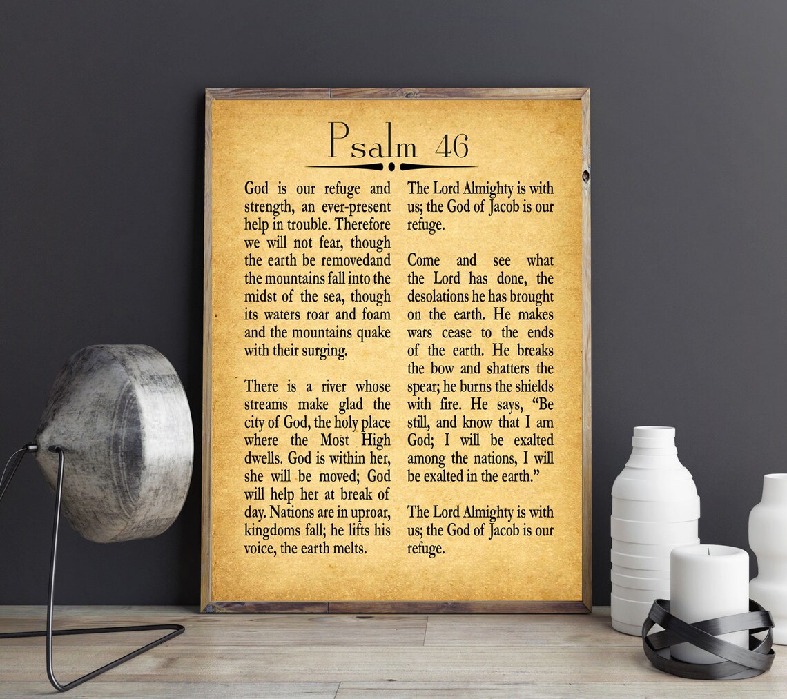 Psalm 46 Bible Verse Art Print, Christian Decor