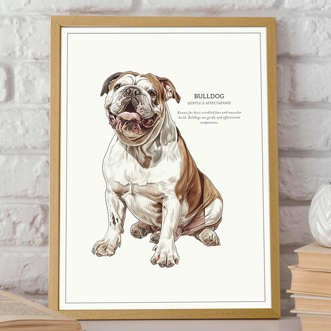 Bulldog Poster, Gentle Affectionate Canine Art - Image 2