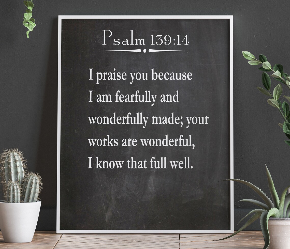 Psalm 139:14 Bible Quote Poster, Christian Wall Art