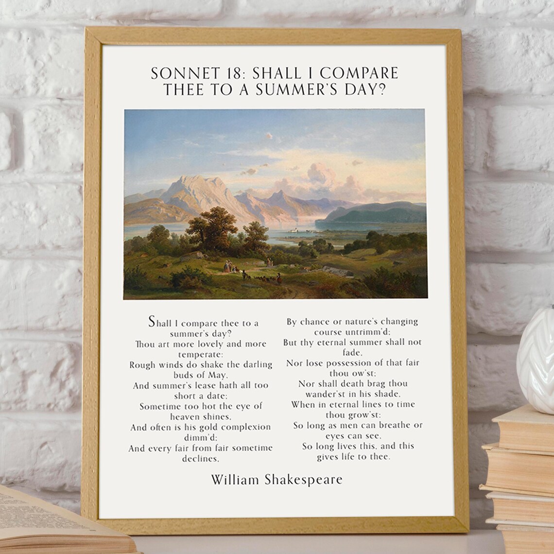 Shakespeare Sonnet 18 Summer's Day Poetry Literature Gift Art Print - Image 2