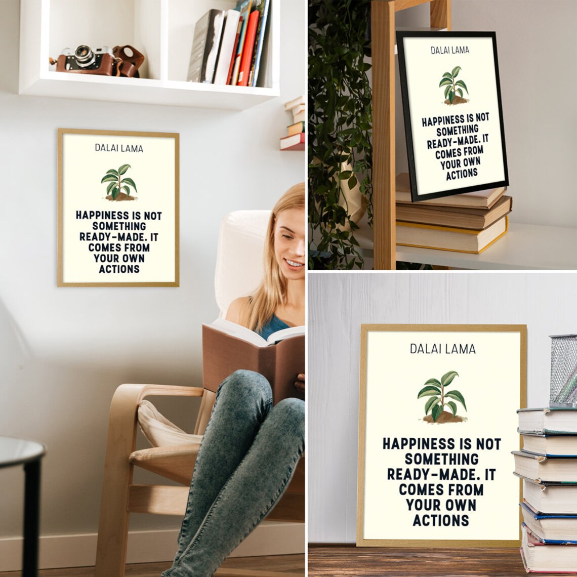 Dalai Lama Happiness Is Not Ready-Made Quote Seedling Plant Art Poster - Image 2