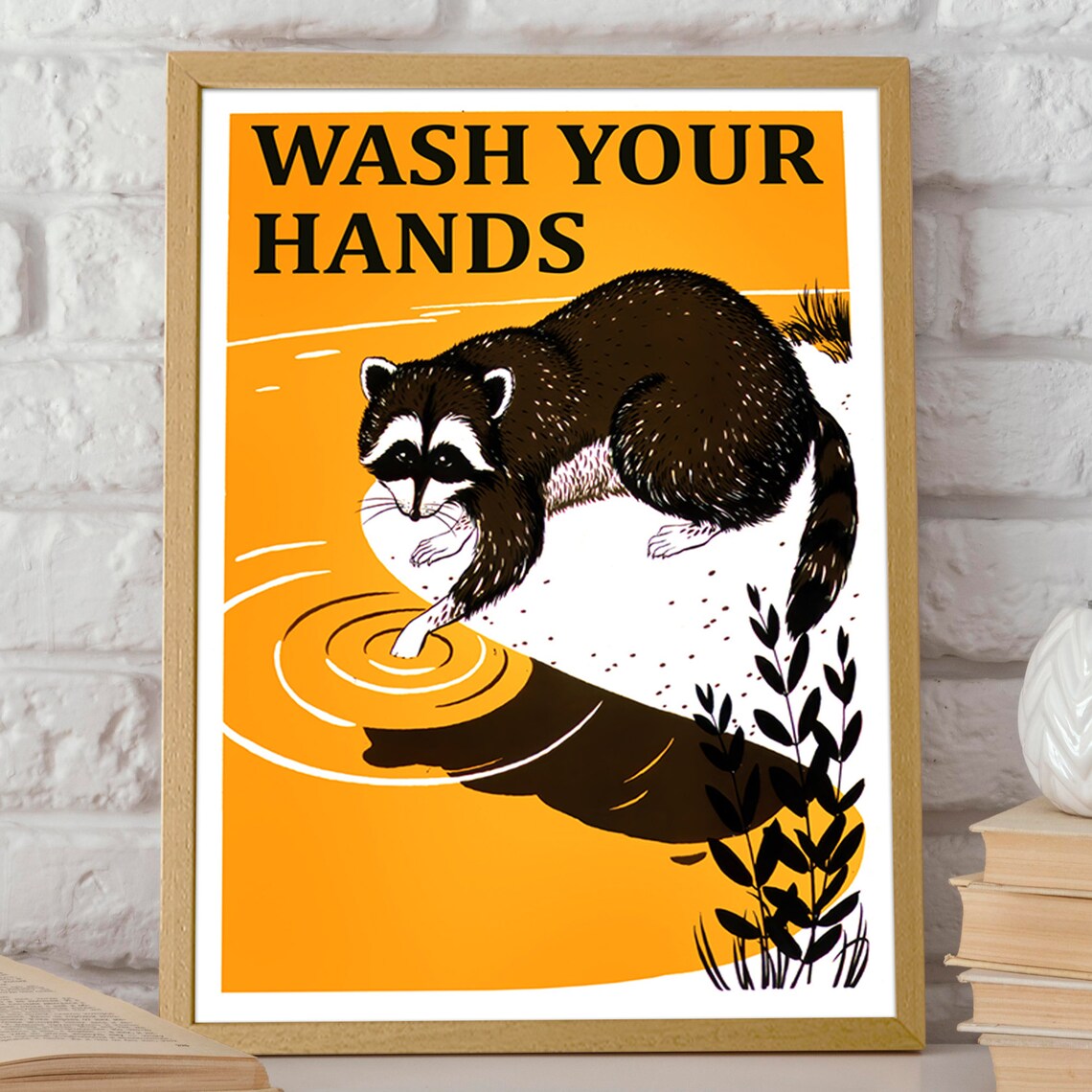 Wash Your Hands Cute Animal Bathroom Wall Art Print - Image 2
