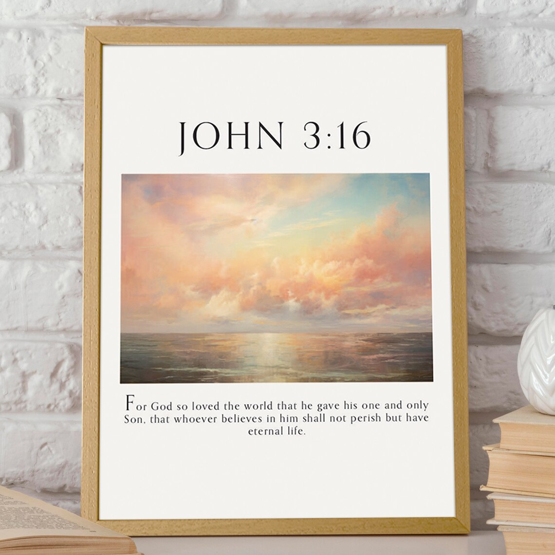 John 3:16 Bible Verse, Inspirational Christian Wall Art - Image 2