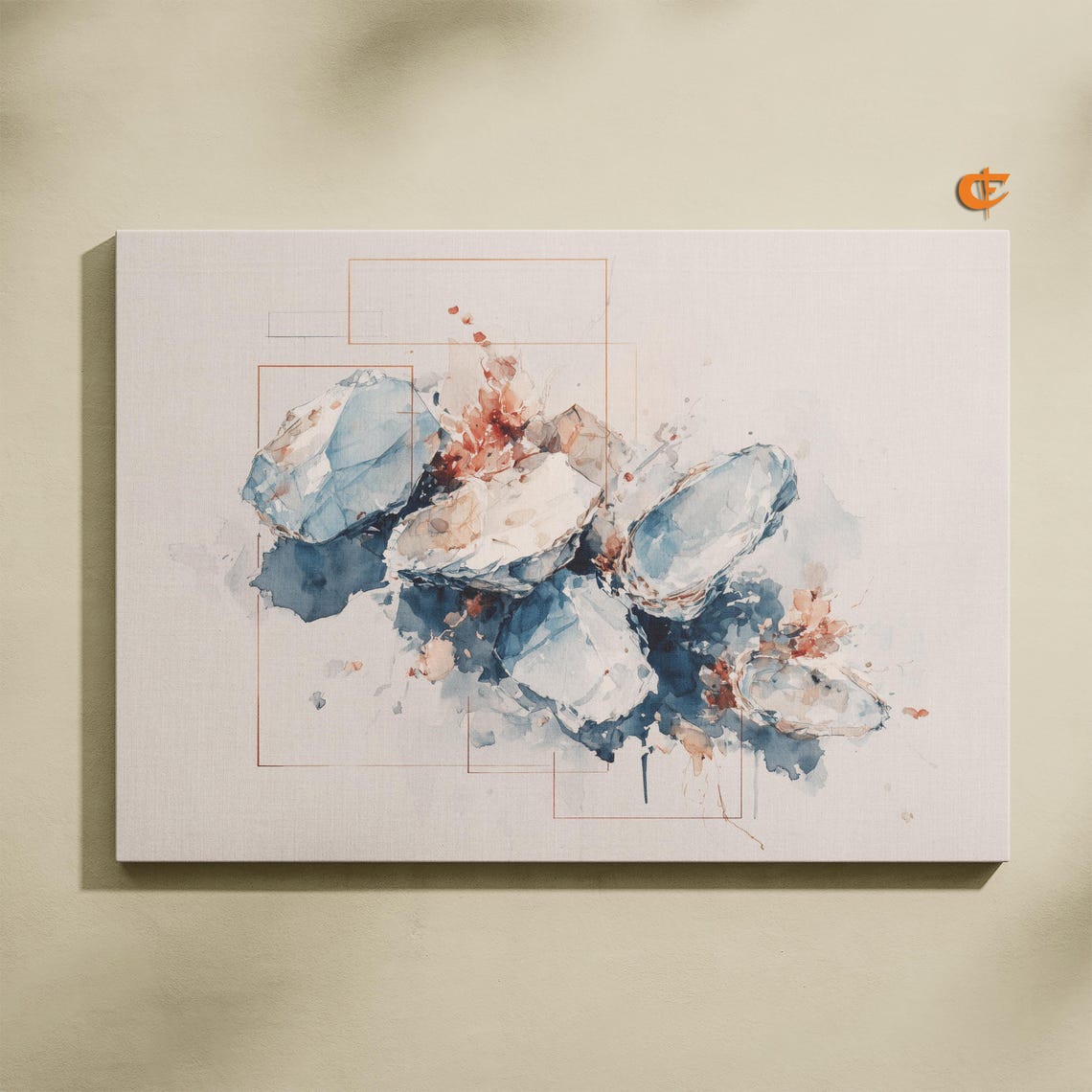Blue Stone Abstract Watercolor Composition Minimalist Zen Wall Poster