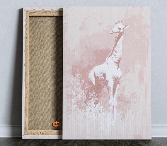Pastel Giraffe Nursery Art Animal Silhouette Baby Room Wall Decor Gender Neutral Safari Modern Minimalist Print 1619