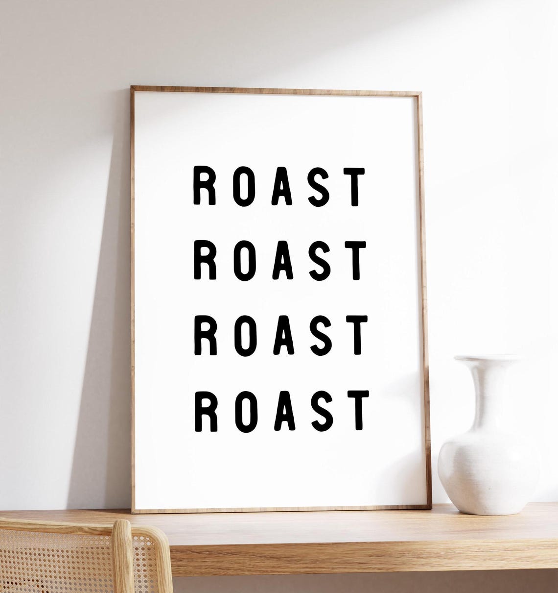 Roast Typography Kitchen Minimalist Black White Chef Word Wall Art