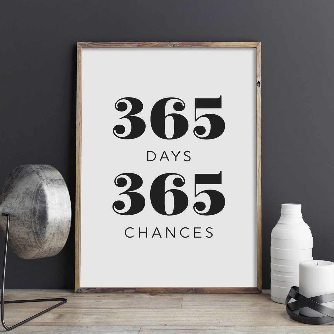 365 Days 365 Chances Motivational New Year Minimalist Print Decor - Image 2