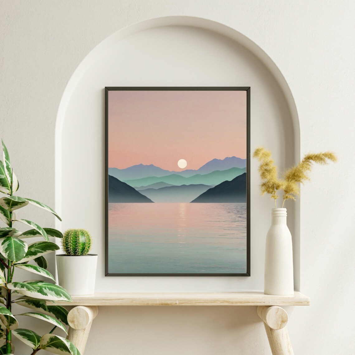 Minimalist Pastel Landscape Art Abstract Horizon Mountain Print - Image 2
