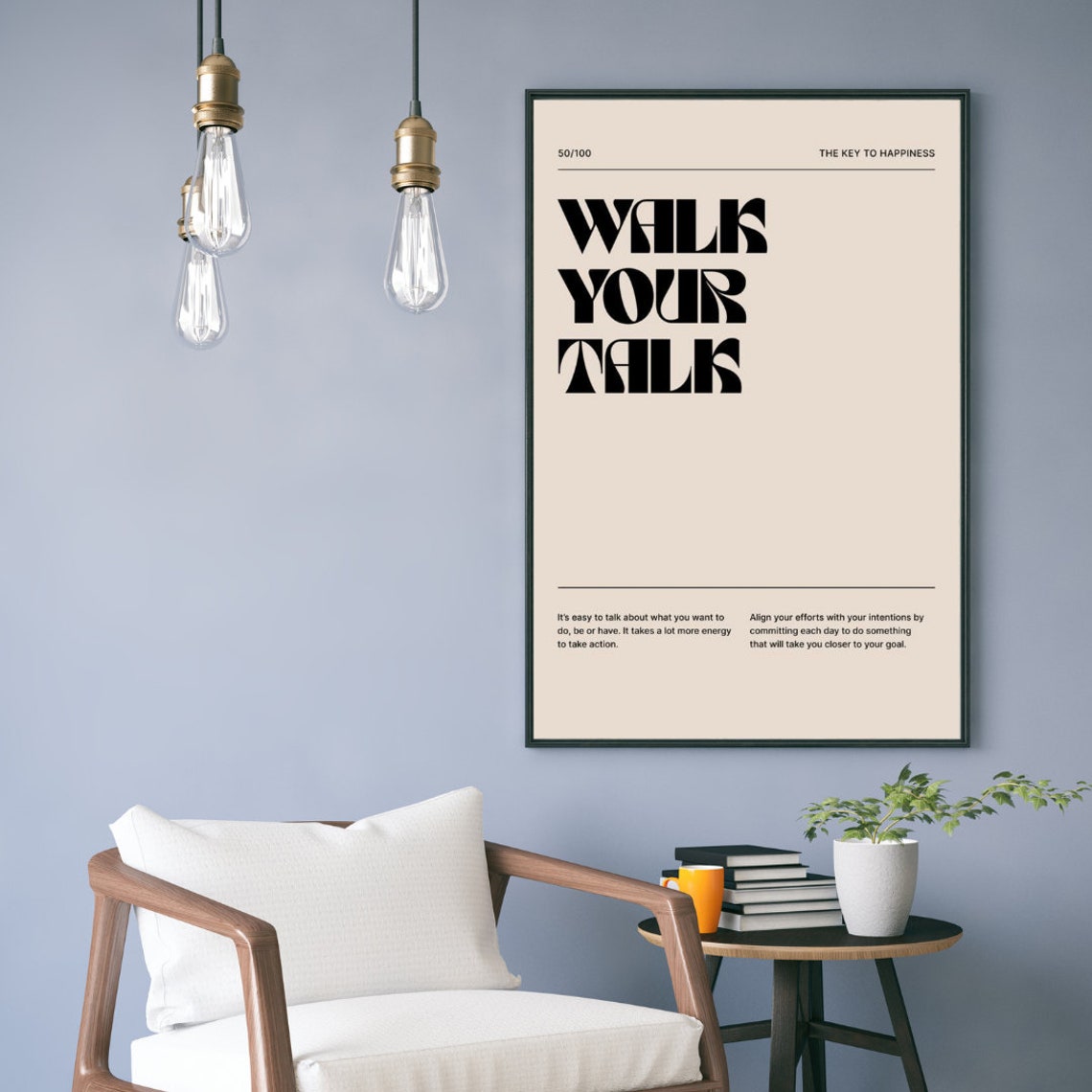 Walk Your Talk Bold Retro Key To Happiness Motivational Quote Poster