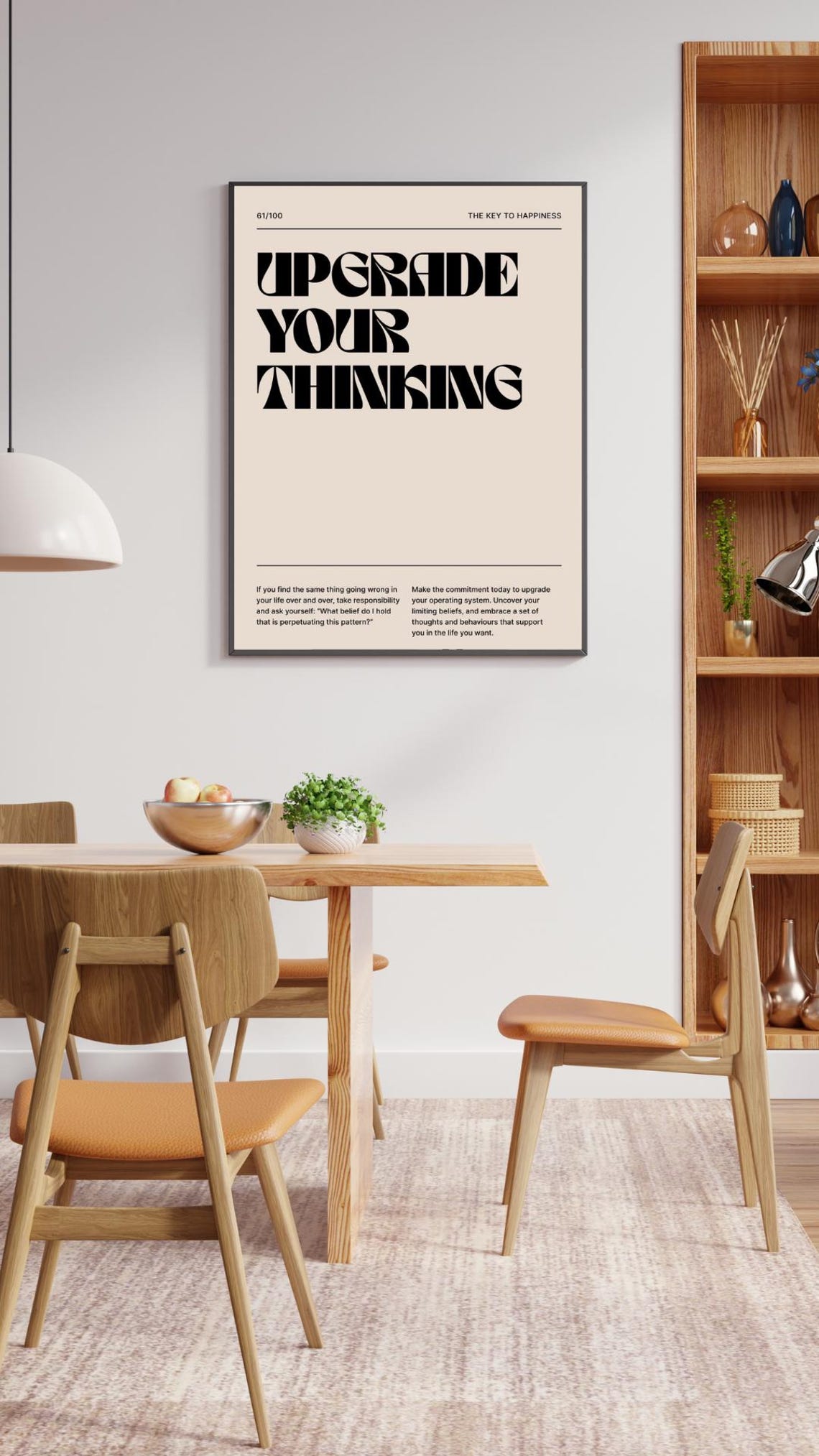 Upgrade Your Thinking Bold Retro Typography Key To Happiness Poster - Image 2