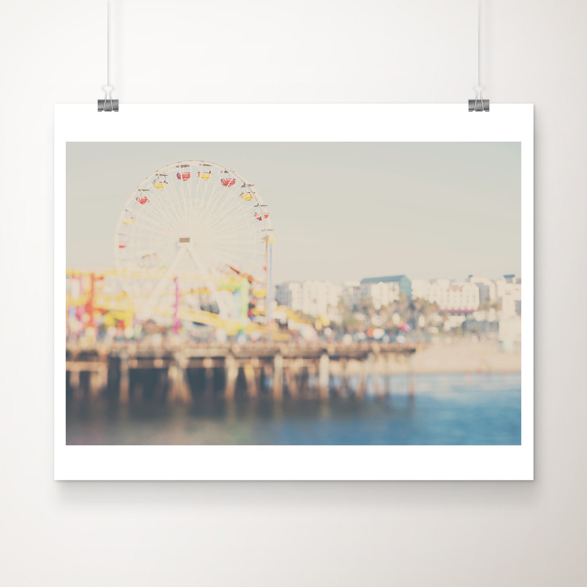 Santa Monica Pier Ferris Wheel Dreamy Soft Focus Beach Photo Poster