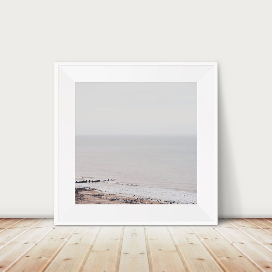 Pastel Beach Waves Aerial View Minimalist Coastal Photo Poster