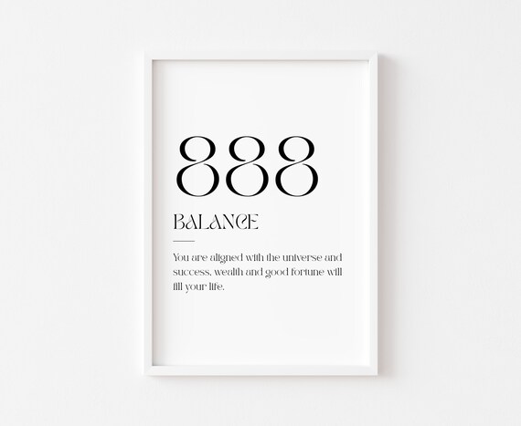 888 Angel Number Balance Affirmation Minimalist Quote Poster