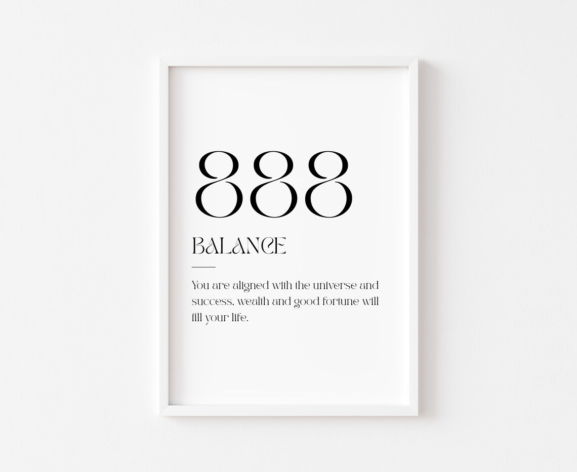 888 Angel Number Balance Affirmation Minimalist Quote Poster