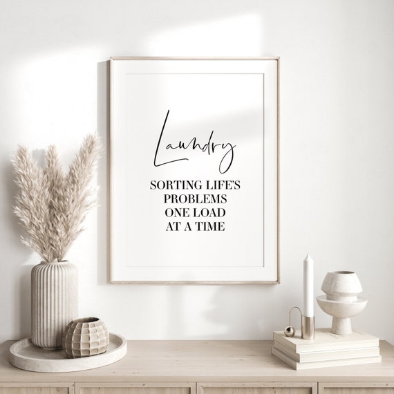 Washing Print Utility Room Wall Art Funny Home Decor Laundry Sorting Lifes Problem Trend