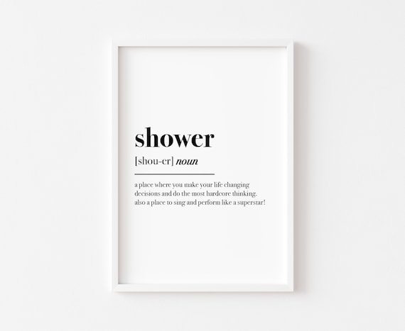 Bathroom Shower Definition Funny Typography Art Print