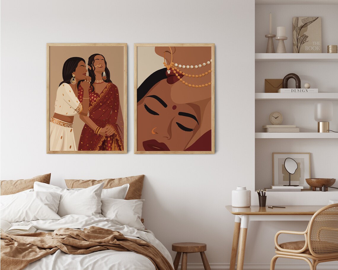Indian Sisters Art Print, Desi Best Friends Gift - Image 2