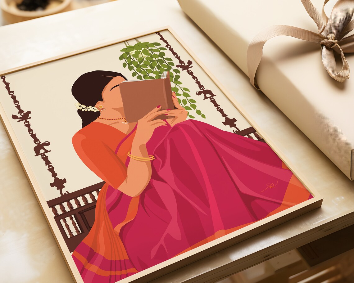 Indian Woman Reading - Boho Art - Image 4