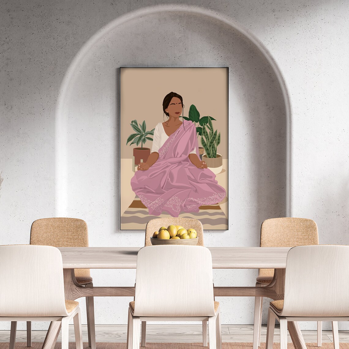 Indian Woman Meditating Boho Art Poster Print - Image 3