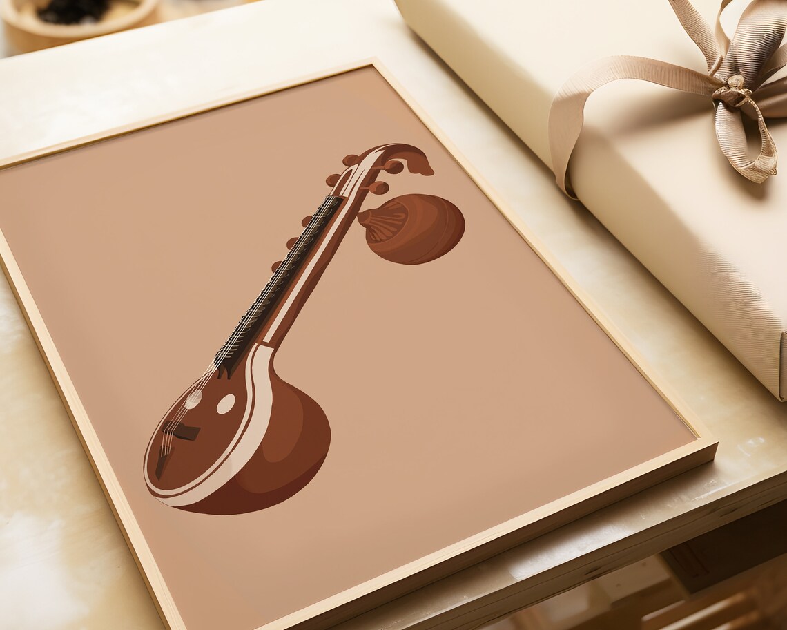Veena Art, Indian Musical Instrument Decor - Image 4
