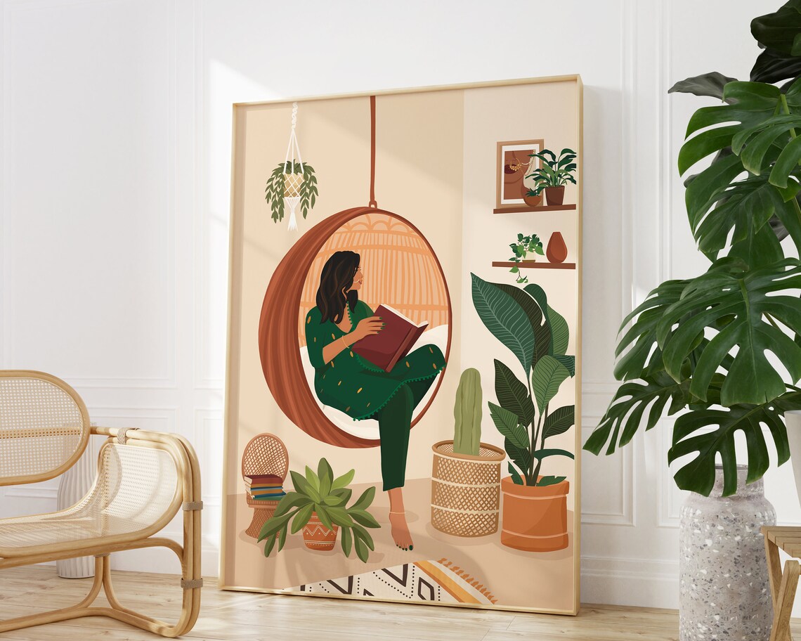 Indian Woman Reading - Boho Art - Image 3