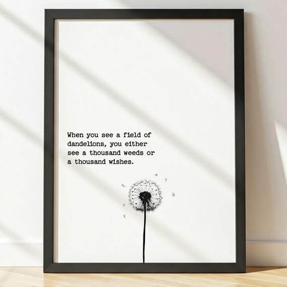 Field of Dandelions Thousand Wishes Typewriter Minimalist Poster