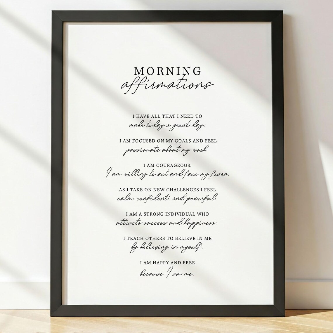 Morning Affirmations Motivational Poster Print
