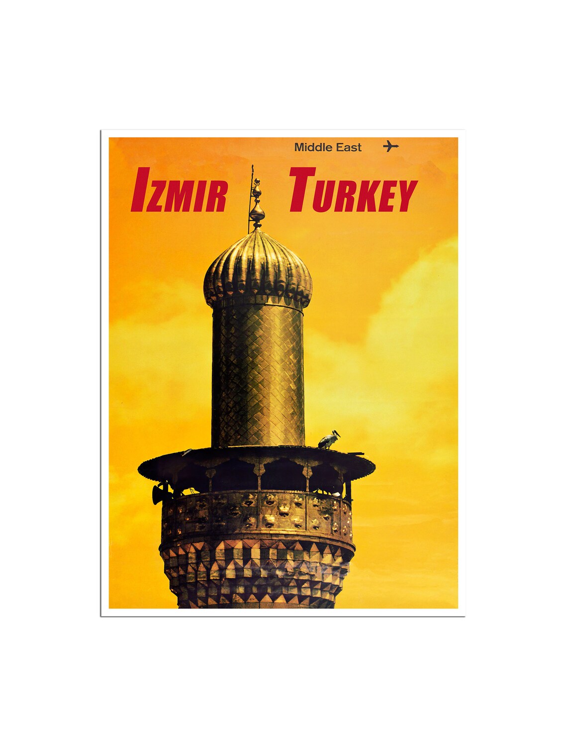 Izmir Vintage Travel Poster, Turkish Decor Art Print