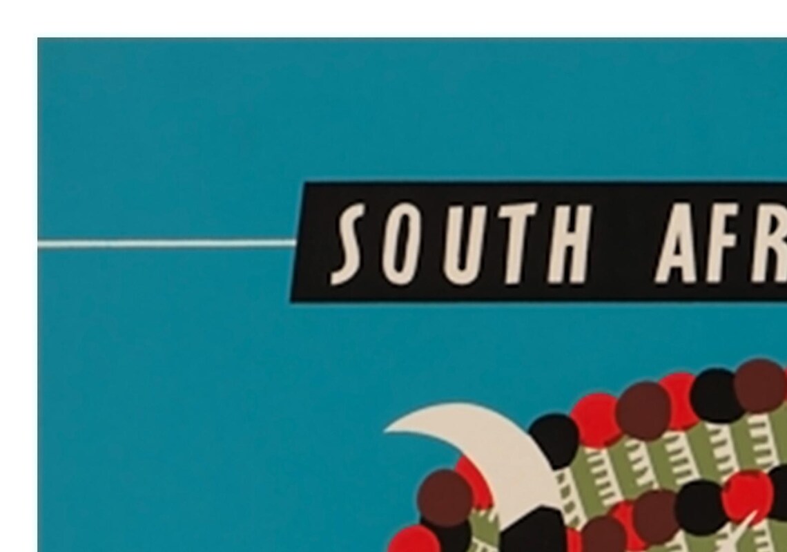 South Africa Tribal Dancer Qantas Airline Vintage Travel Poster - Image 2