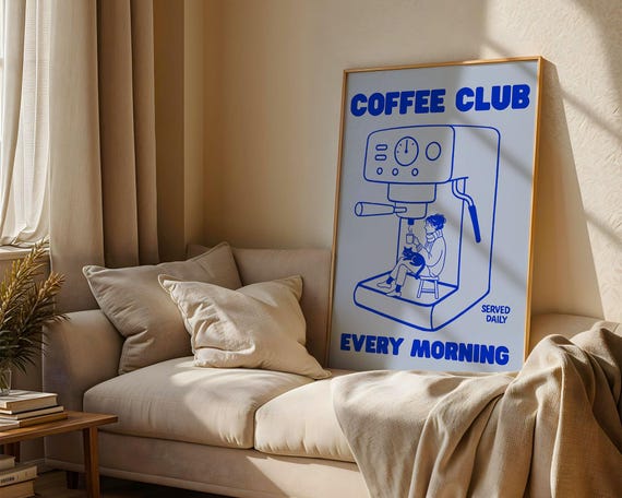 Retro Coffee Bar Print Vintage Cafe Poster Art