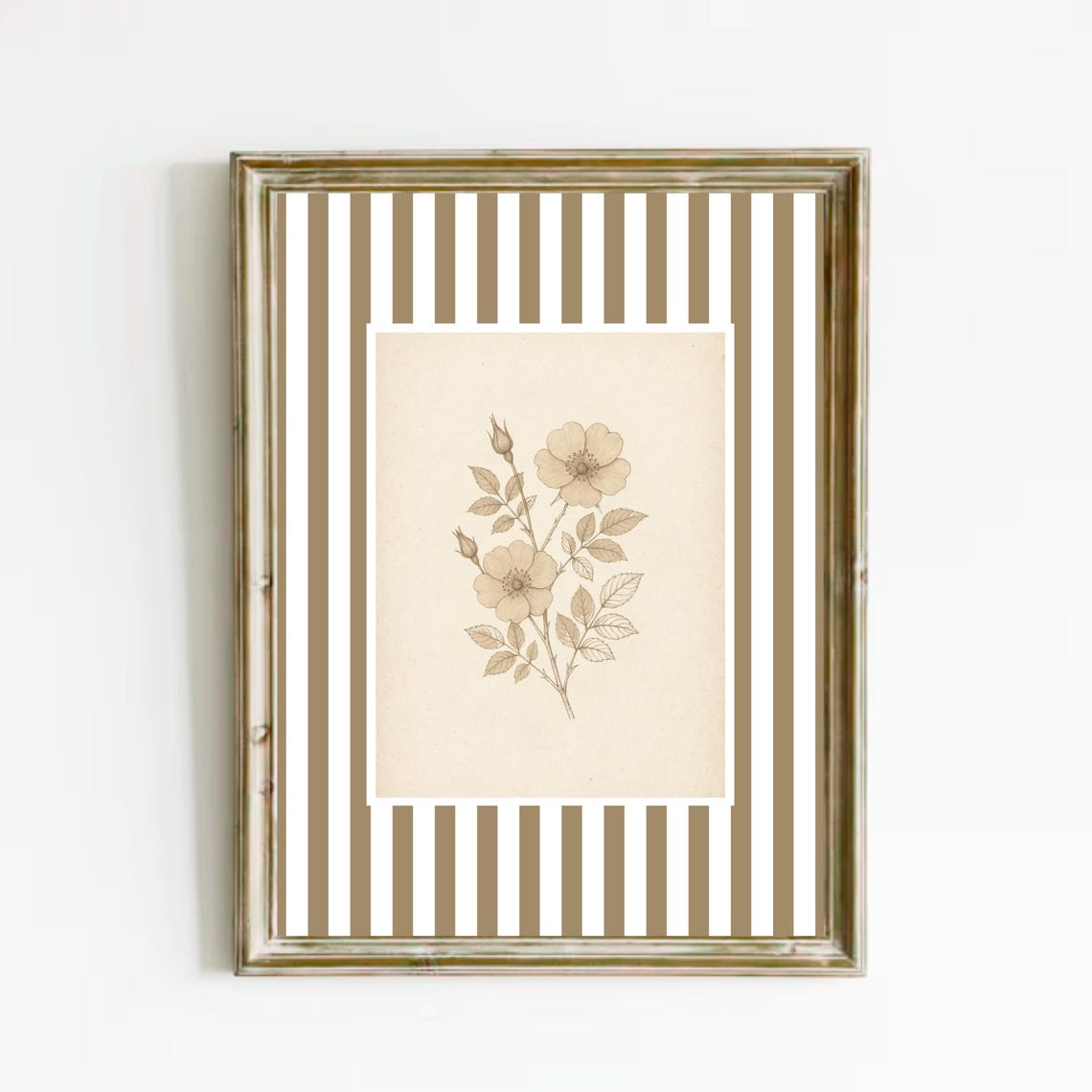 Striped Pastel Flower Art Floral Wall Decor Subtle Bloom Print Natureinspired Botanical