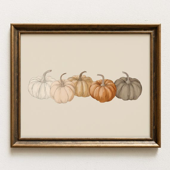 Fall Pumpkin Neutral Autumn Rustic Farmhouse Art Print