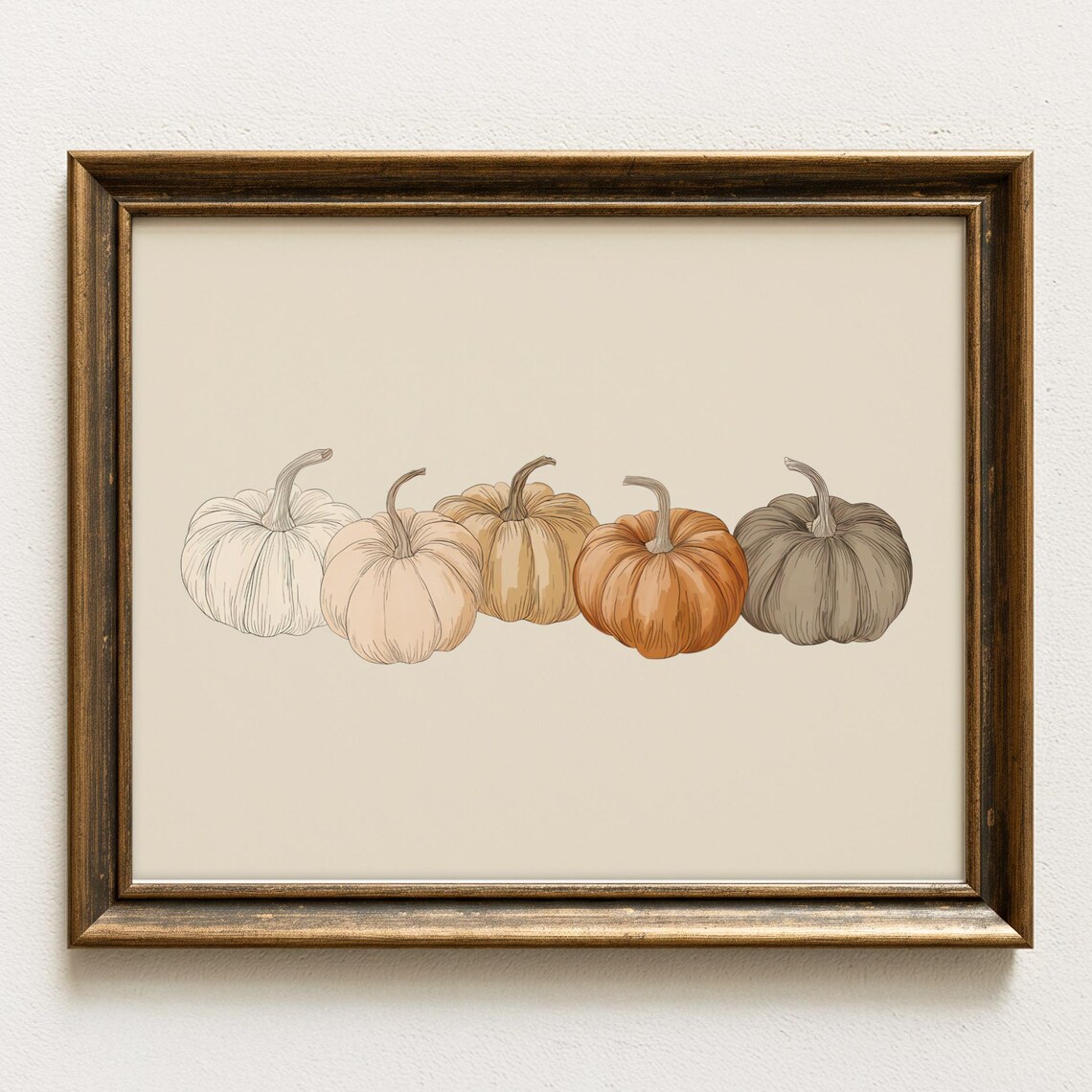 Fall Pumpkin Neutral Autumn Rustic Farmhouse Art Print