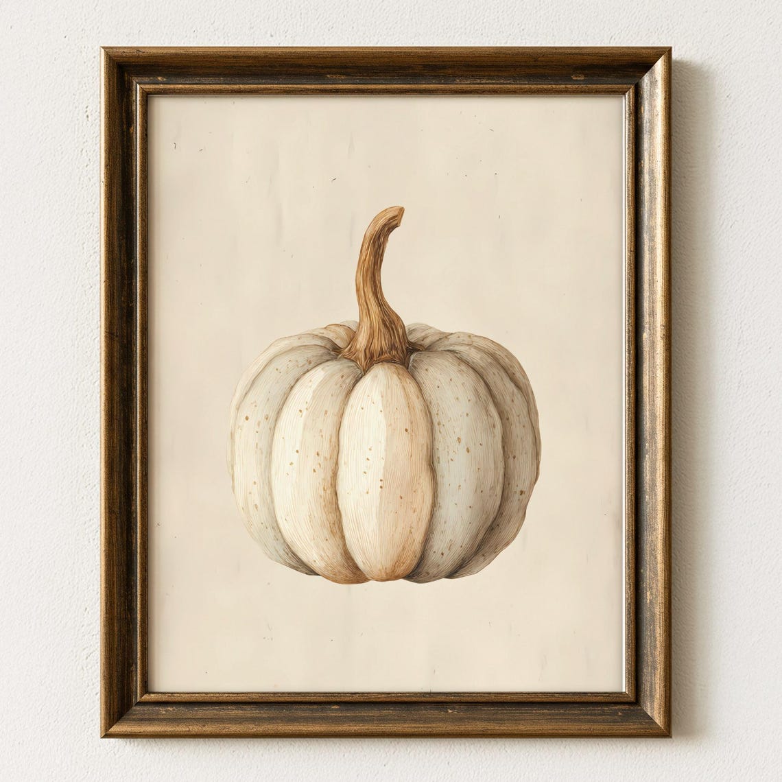 Elegant White Pumpkin Watercolor Neutral Fall Harvest Decor Poster