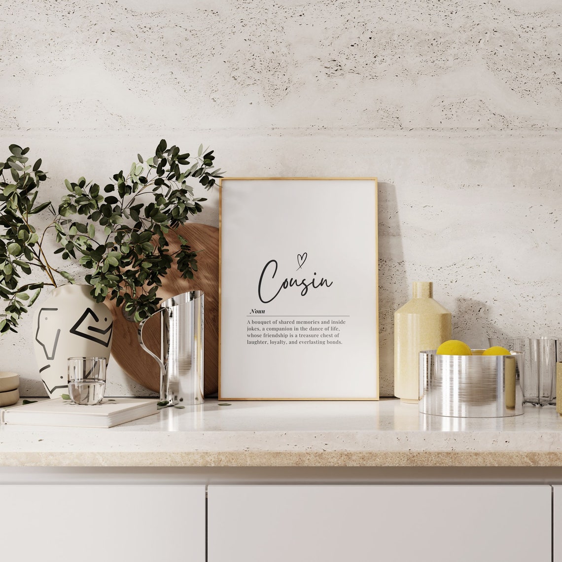 Cousin Dictionary Definition Script Family Love Typography Wall Art