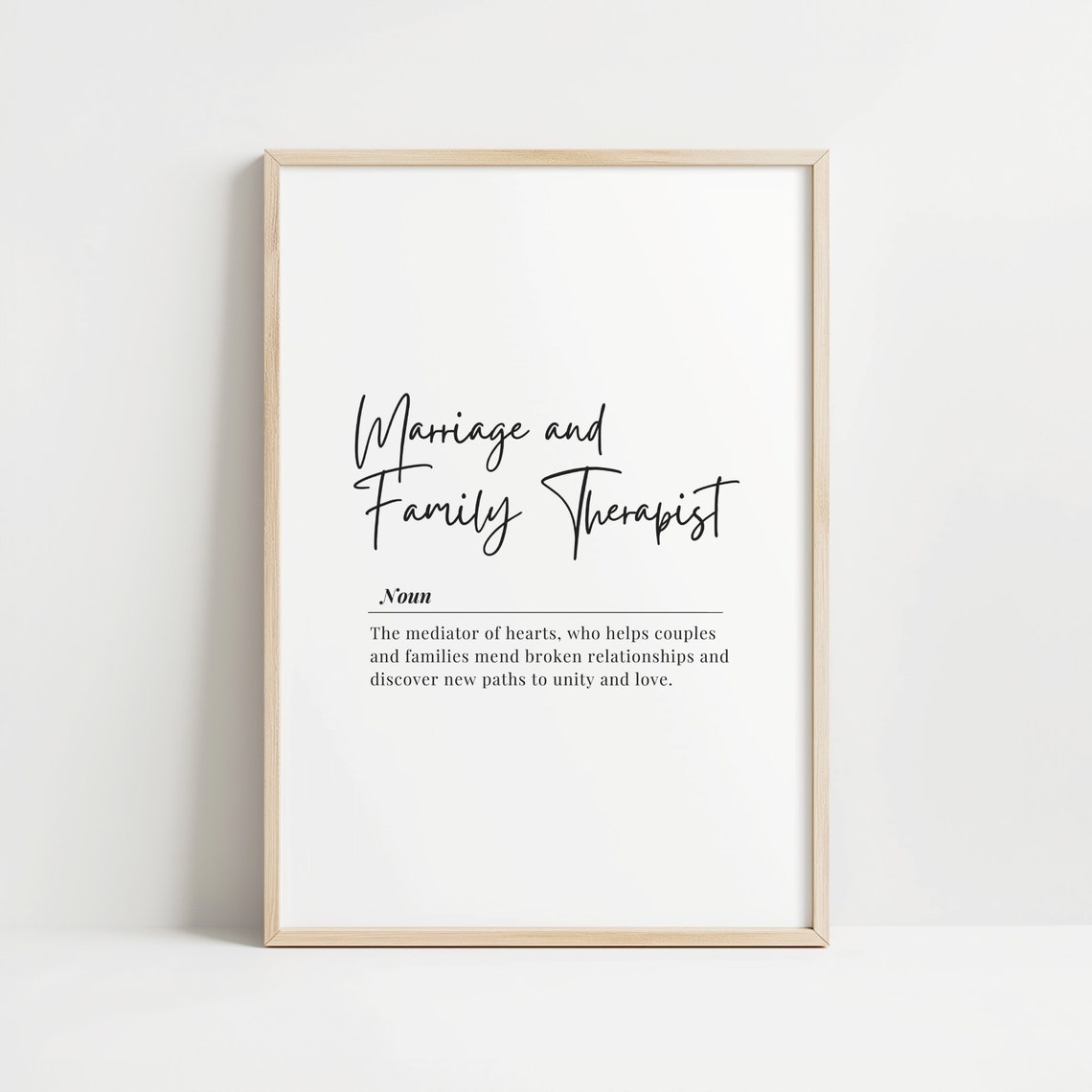 Marriage and Family Therapist Noun Definition Appreciation Poster