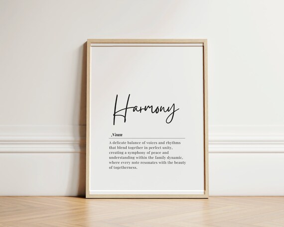 Inspirational Harmony Quote Print Modern Calligraphy Wall Art Home Decor Office Design Instant