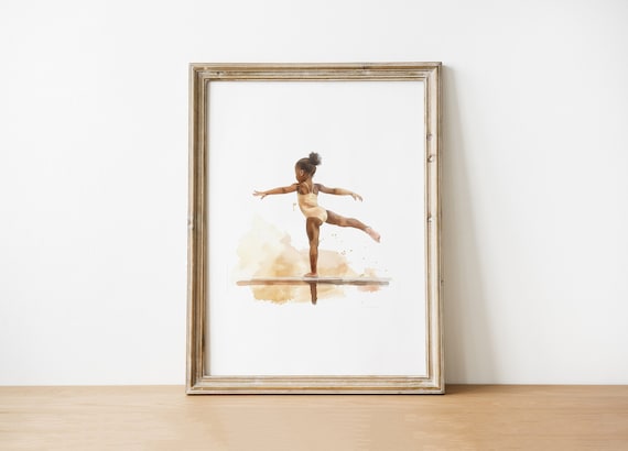 Balance Beam Gymnast Watercolor Kids Sports Room Decor Art Poster