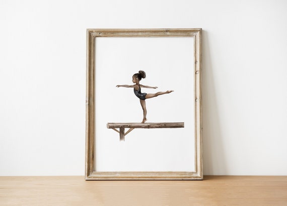 African Gymnast Girl Poster Watercolor