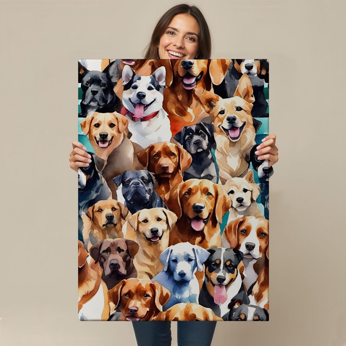 Happy Dogs Collage Multi Breed Watercolor Pet Lover Art Poster - Image 4