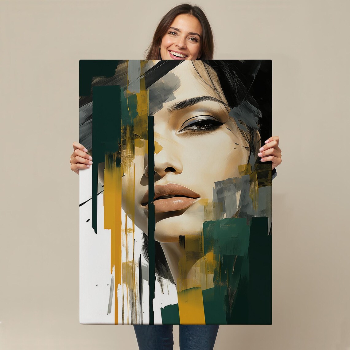 Abstract Woman Face Geometric Color Block Portrait Art Print - Image 4