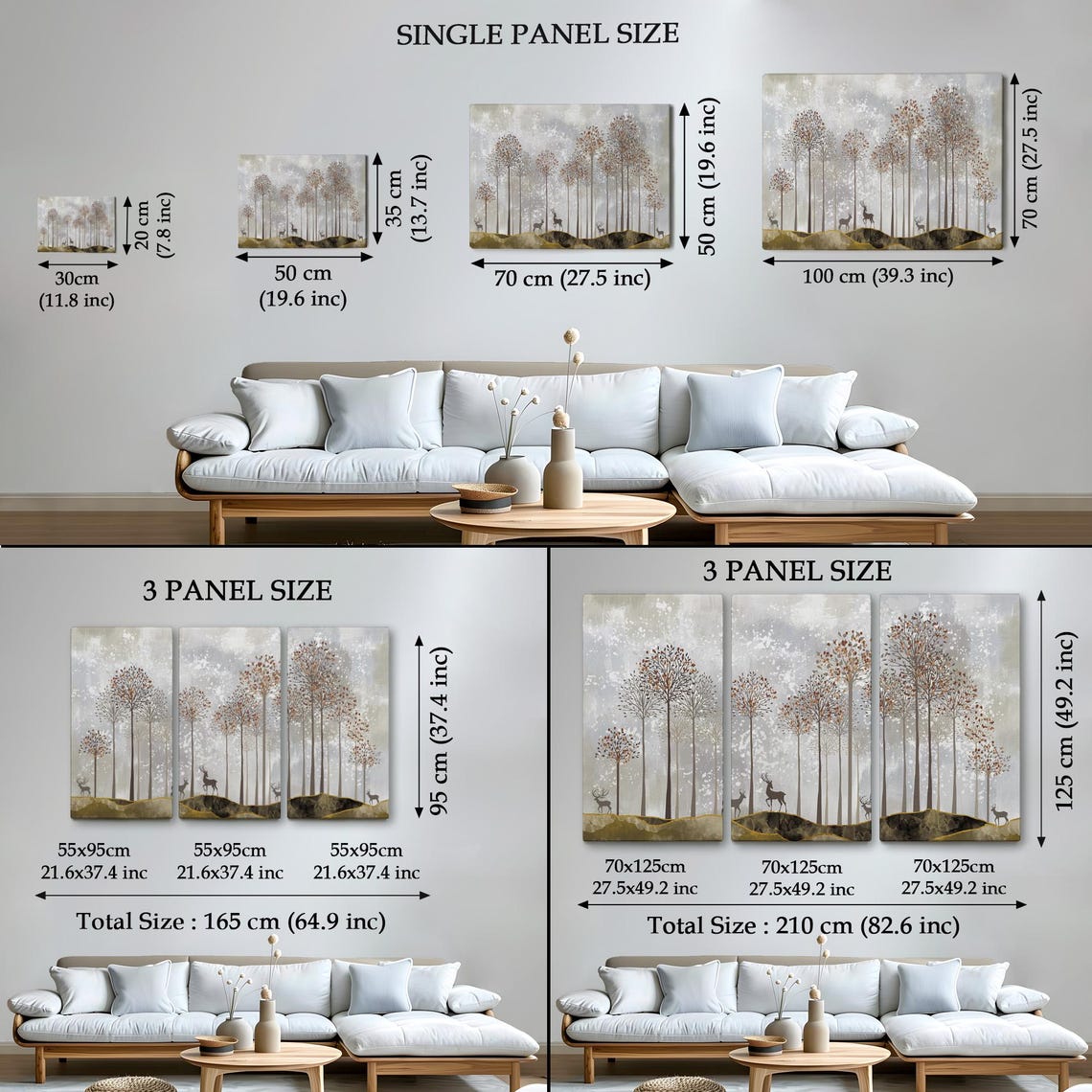Golden Deer Silhouettes Tall Trees Forest Minimalist Art Poster - Image 4
