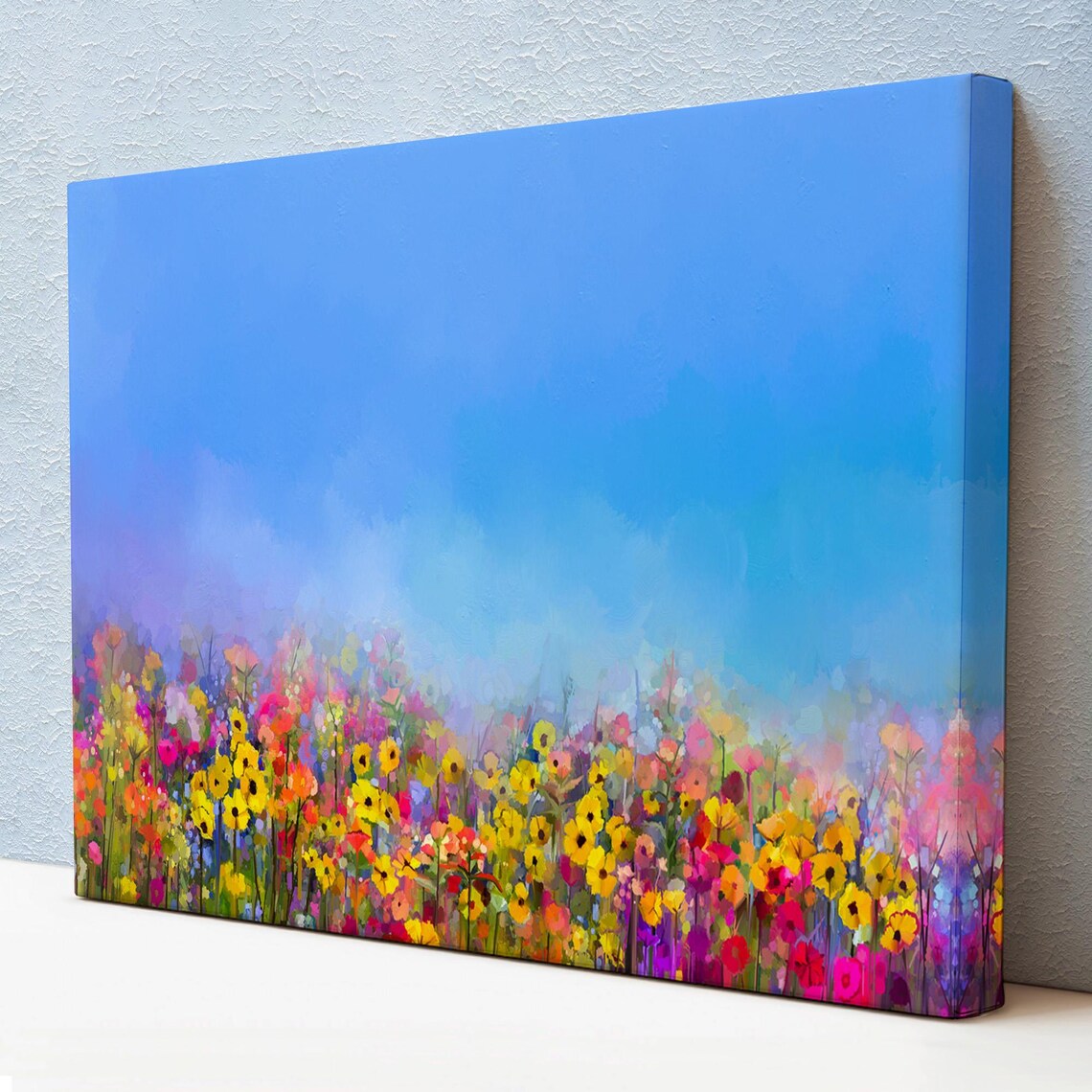 Wildflower Meadow Blue Sky Impressionist Floral Nature Art Poster