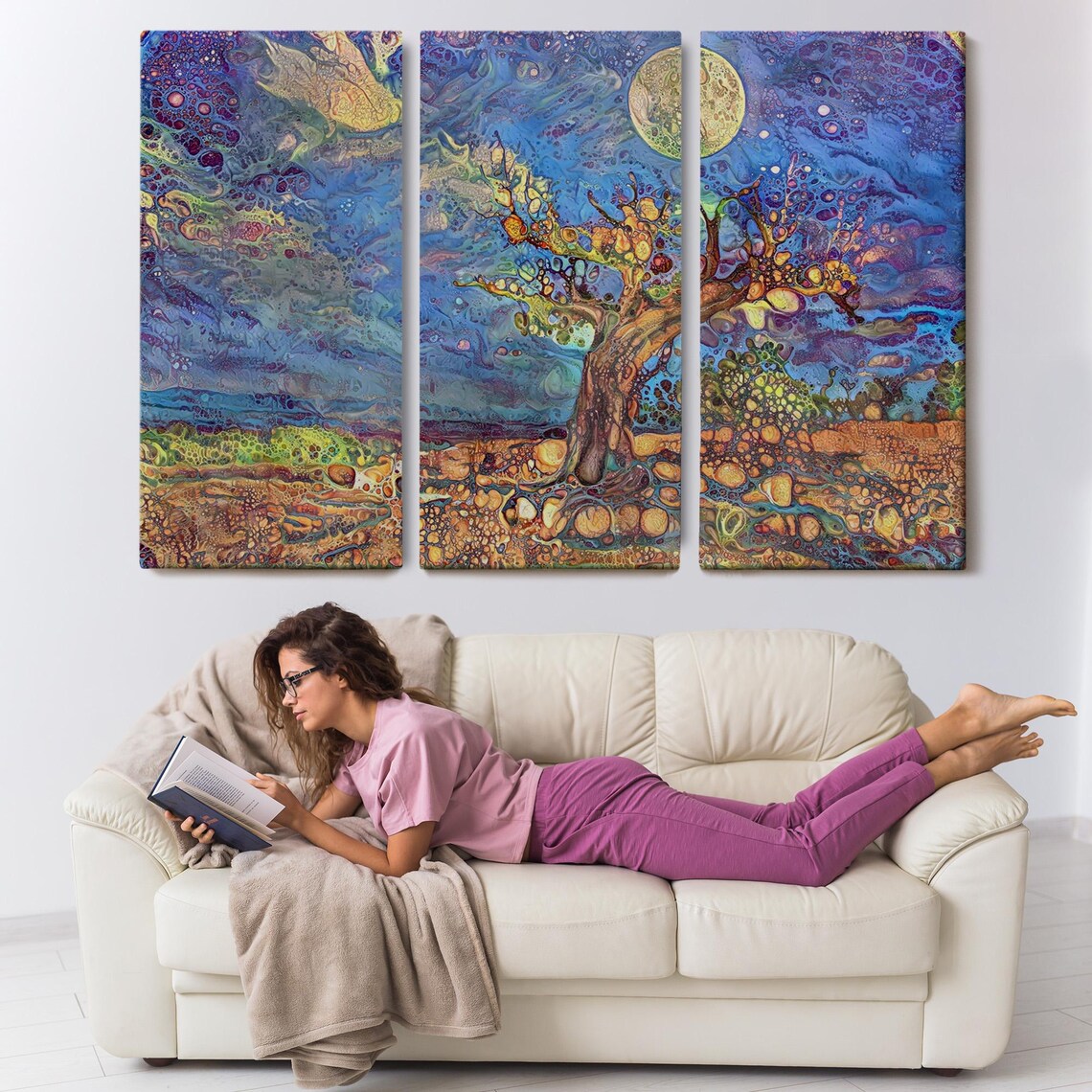 Magical Modern Landscape With Old Tree Wall Art Nature Decor Nature Print Nature Art Landscape Wall Table - Image 3